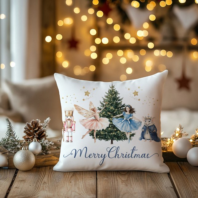 Nutcracker Ballet Christmas Festive Holiday  Cushion (Nutcracker ballet traditional christmas throw pillow
)