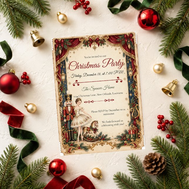 Nutcracker Ballet Christmas Party Invitation (Creator Uploaded)