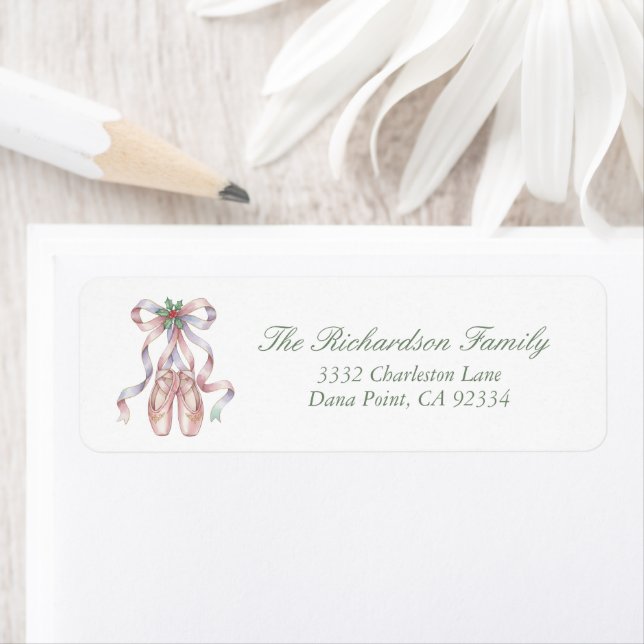 Nutcracker Ballet Christmas Pink Bow Holly Address (Insitu)