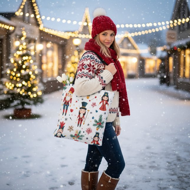 Nutcracker Ballet Christmas Seamless Pattern Tote Bag (Creator Uploaded)