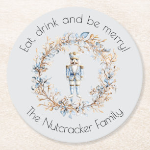 Nutcracker Ballet Christmas Wreath Round Paper Coaster
