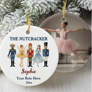 Nutcracker Ballet Custom Name & Role, Photo Ceramic Tree Decoration