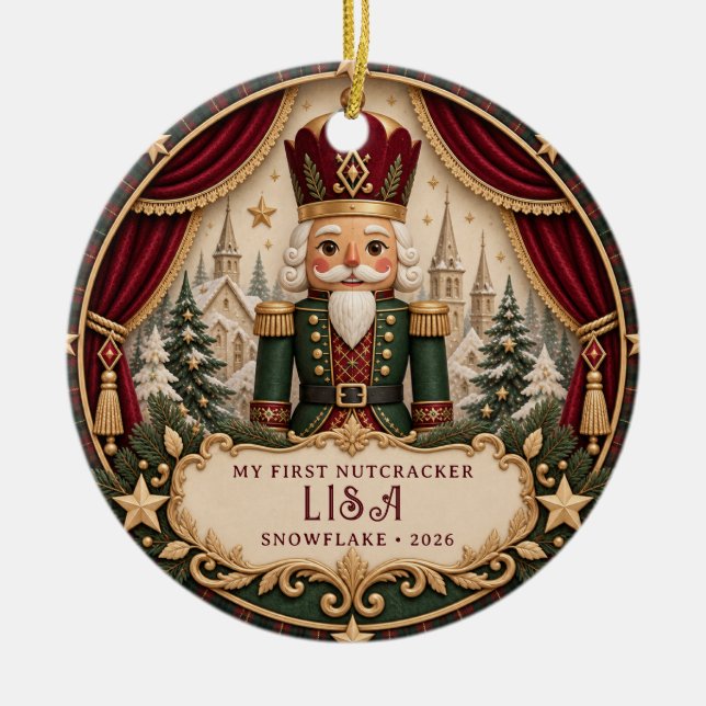 Nutcracker ballet custom role Classic photo Ceramic Tree Decoration (Front)