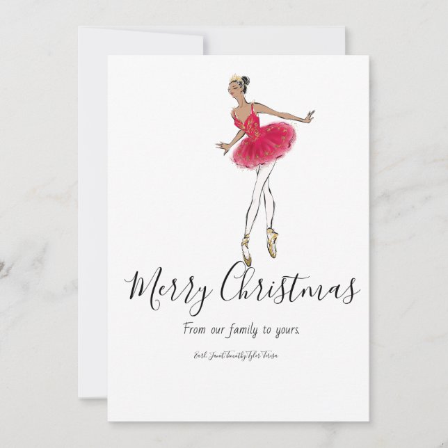 Nutcracker Ballet Dancer Holiday Card (Front)