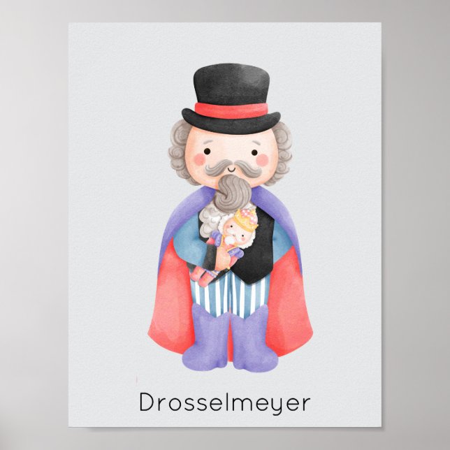 Nutcracker Ballet Drosselmeyer Pastel Christmas Poster (Front)