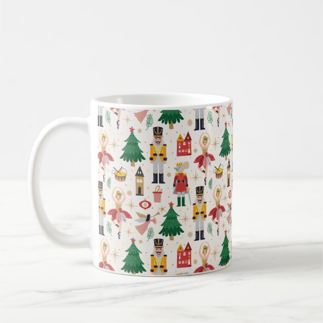 Nutcracker Ballet Holiday Pattern Coffee Mug (Left)