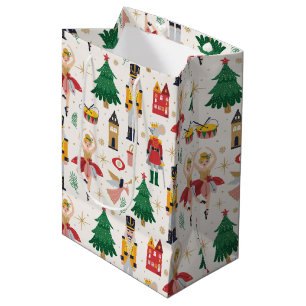Nutcracker Ballet Holiday Pattern Medium Gift Bag