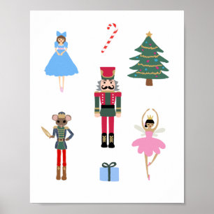 Nutcracker Ballet Illustration Snowflake Painting  Poster