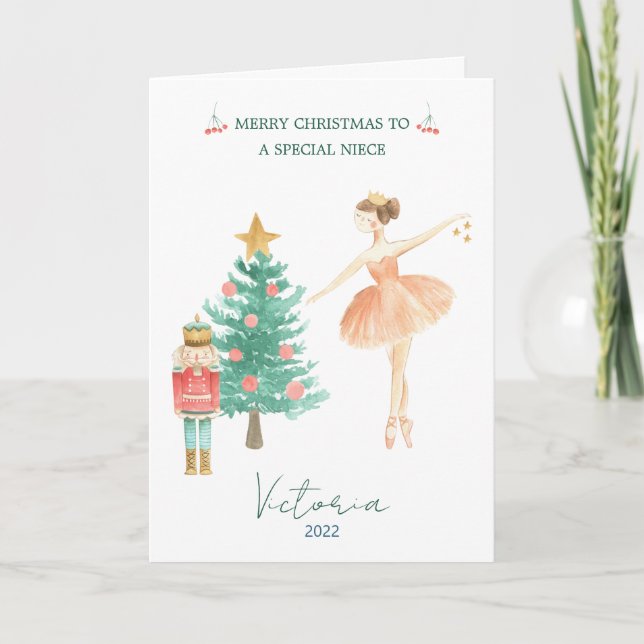 Nutcracker Ballet Images Niece Christmas Holiday  Card (Front)
