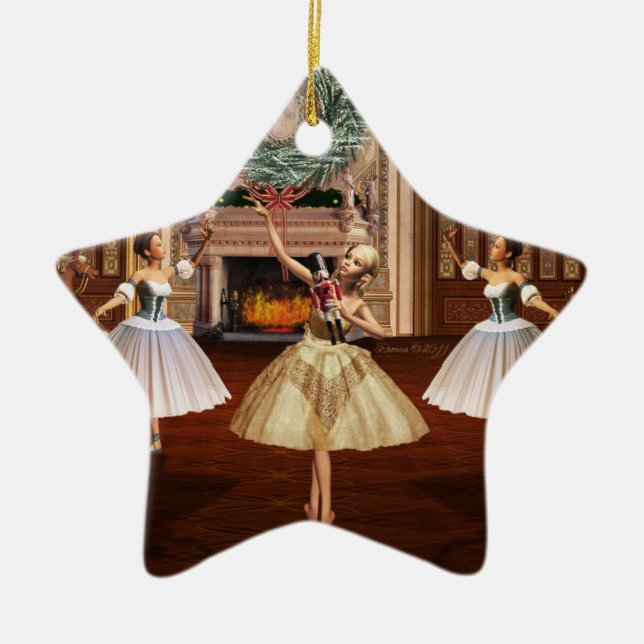 Nutcracker Ballet Merry Christmas Star Ornament (Front)