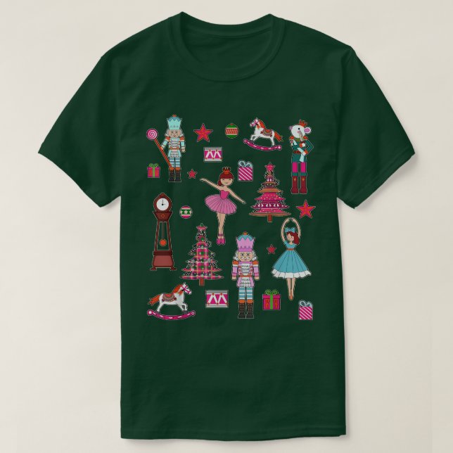 Nutcracker Ballet Pastel Balletomane Christmas Paj T-Shirt (Design Front)