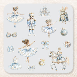 Nutcracker Ballet Square Paper Coaster