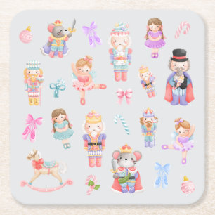 Nutcracker Ballet Square Paper Coaster