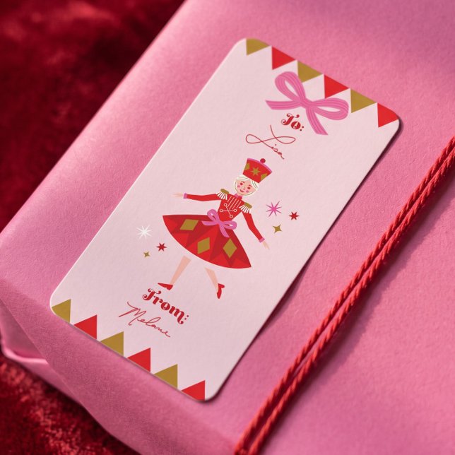 Nutcracker Ballet To/From Pink Christmas Gift Label (Nutcracker Ballet To/From Pink Christmas Gift Label)