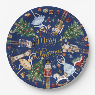 Nutcracker Ballet Vintage Merry Christmas Party Paper Plate