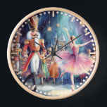 Nutcracker Ballet Watercolor Christmas Ballerina Clock<br><div class="desc">Nutcracker Ballet Watercolor Christmas Ballerina Festive Holiday Wall Clocks features a traditional Christmas ballet with a ballerina and nutcracker. Perfect for Christmas gifts,  Christmas decor and holiday parties and more. Created by Evco Studio www.zazzle.com/store/evcostudio</div>