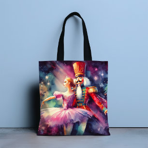 Nutcracker Ballet Watercolor Christmas Ballerina Tote Bag