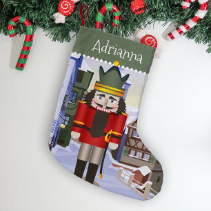 Nutcracker, Bavarian German Green Personalized  Small Christmas Stocking