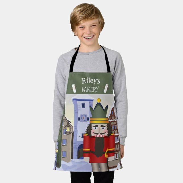Nutcracker, Bavarian German Personalised Green Apron (Worn)