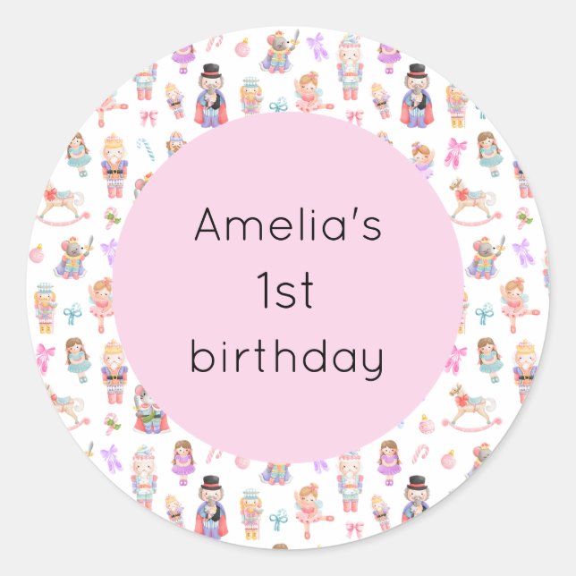 Nutcracker Birthday Classic Round Sticker (Front)