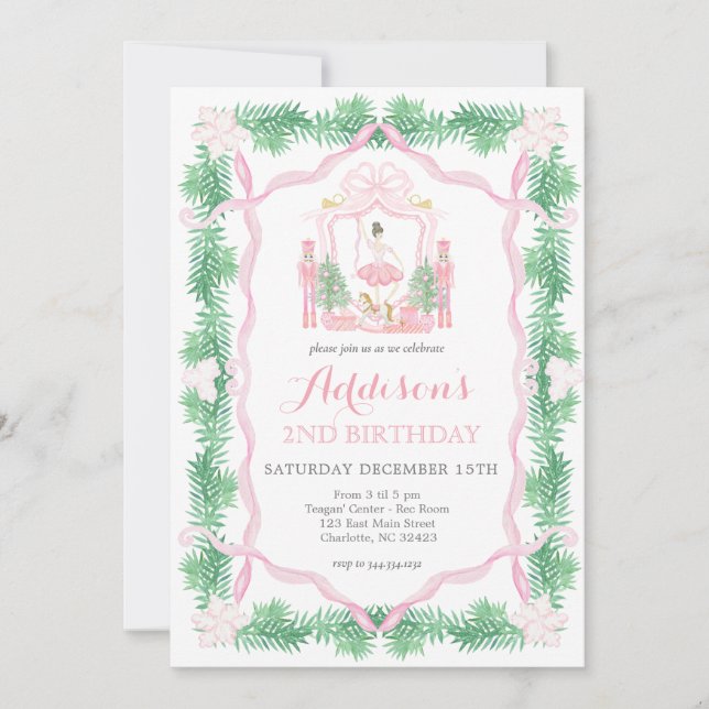 Nutcracker Birthday Invitation, Sugar Plum Princes Invitation (Front)