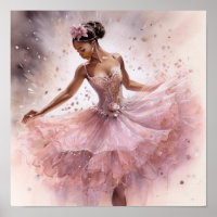 Nutcracker Black Ballerina in Pink Floral Tutu