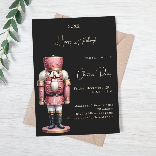 Nutcracker black gold Christmas Party Invitation (Creator Uploaded)