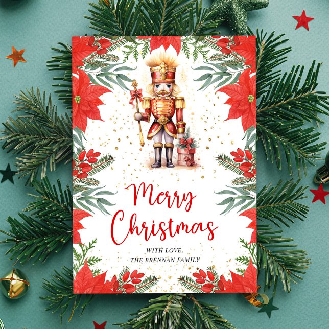 Nutcracker Botanical Merry Christmas Holiday Card (Nutcracker Botanical Merry Christmas Holiday Card)