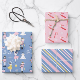Nutcracker Candycane Ballet Christmas Wrapping Paper Sheet