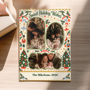 Nutcracker Christmas 3 Photo Holiday Card