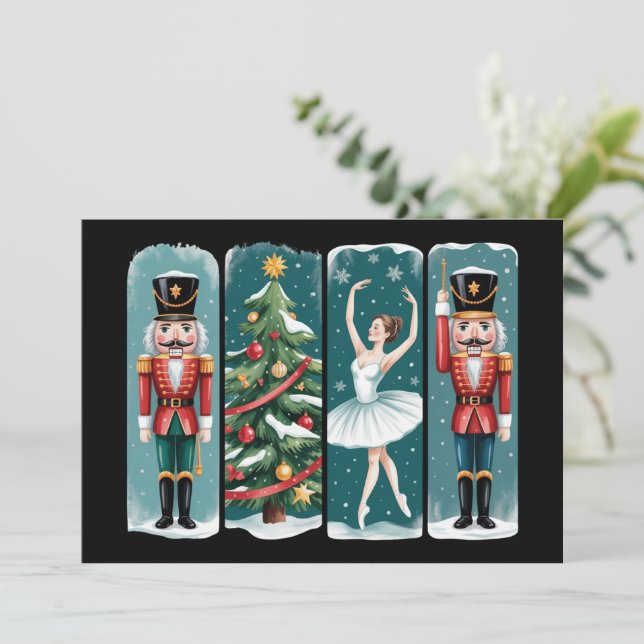 Nutcracker Christmas Ballet Holiday Scene Card (Standing Front)