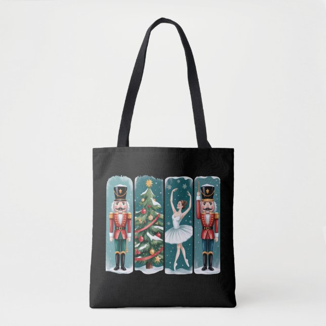 Nutcracker Christmas Ballet Holiday Scene Tote Bag (Front)