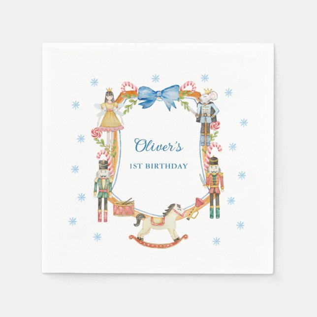 Nutcracker Christmas Boy 1st Birthday Napkin (Front)