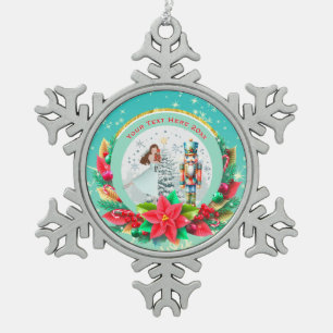 Nutcracker Christmas, Family Holiday Keepsake Gift Snowflake Pewter Christmas Ornament