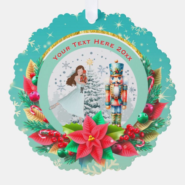 Nutcracker Christmas, Family Holiday Keepsake Gift Tree Decoration Card (Front)