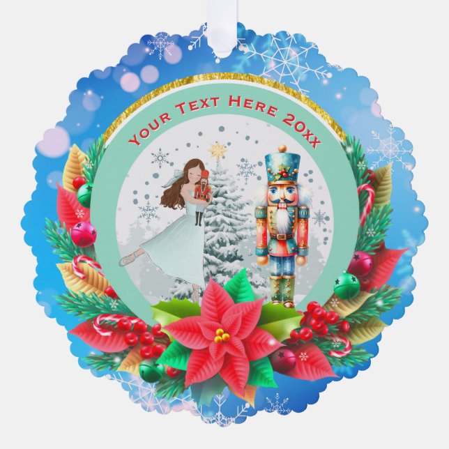 Nutcracker Christmas, Family Holiday Keepsake Gift Tree Decoration Card (Front)