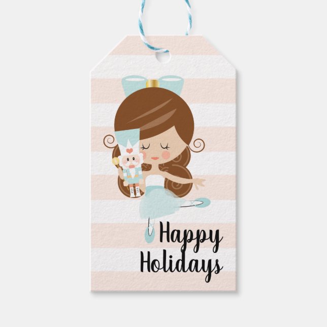 Nutcracker Christmas Gift Tags Brunette (Front)