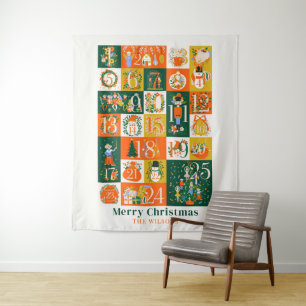 Nutcracker Christmas Holiday Advent Calendar Tapestry