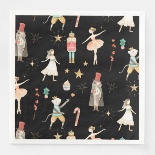 Nutcracker Christmas Holiday Black Napkin