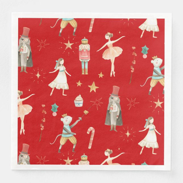 Nutcracker Christmas Holiday Red Napkin (Front)