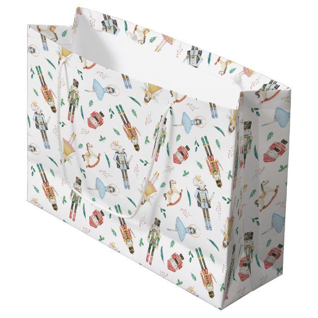Nutcracker Christmas Large Gift Bag (Front Angled)