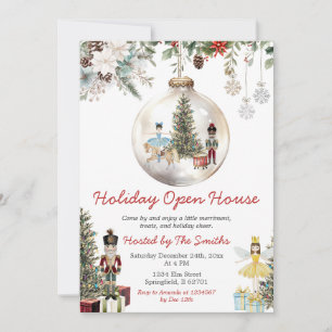 Nutcracker Christmas Ornament Holiday Open House Invitation