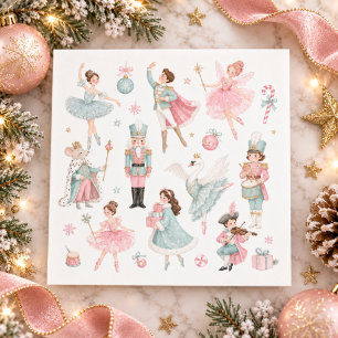 Nutcracker Christmas Pastel Ballet Pink Paper Napkin