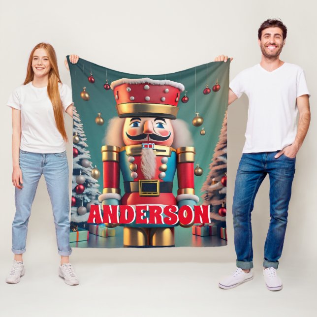 Nutcracker Christmas Personalised Kids Fleece Blanket (In Situ)