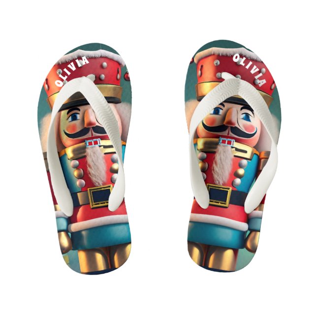 Nutcracker Christmas Personalised Kid's Jandals (Footbed)