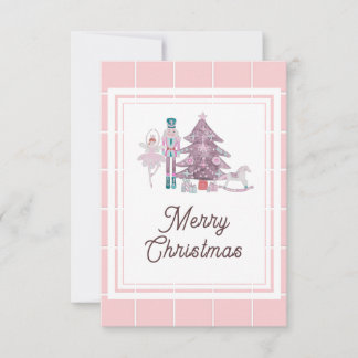 Nutcracker Christmas photo pink Thank You Card