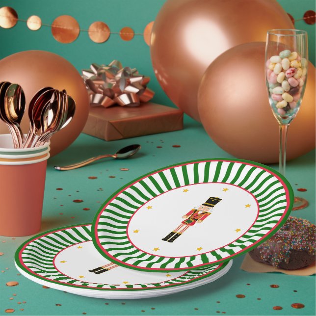 Nutcracker Christmas Plate Red Green and White (Multi)
