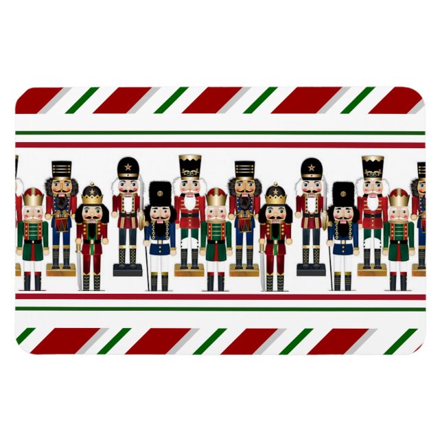 Nutcracker Christmas Red Green Festive Stripe Pill Magnet (Horizontal)