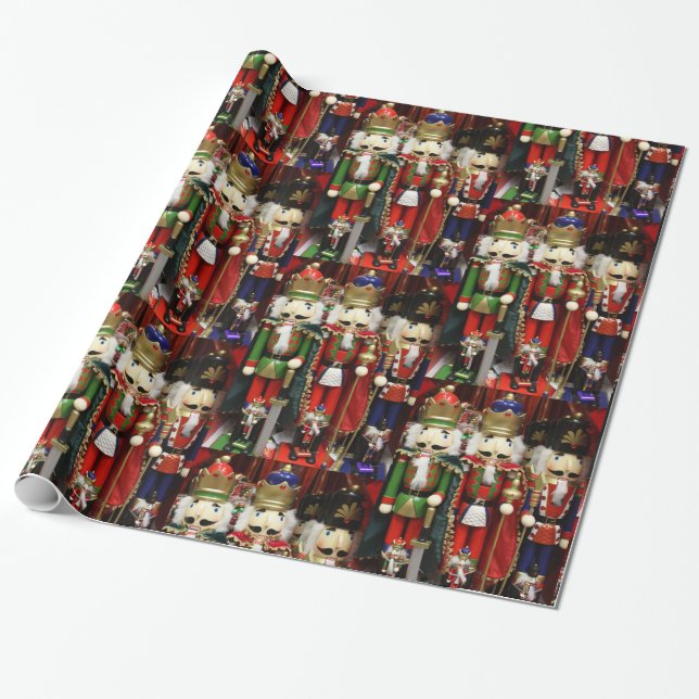 Nutcracker Christmas Soldiers Wrapping Paper (Unrolled)