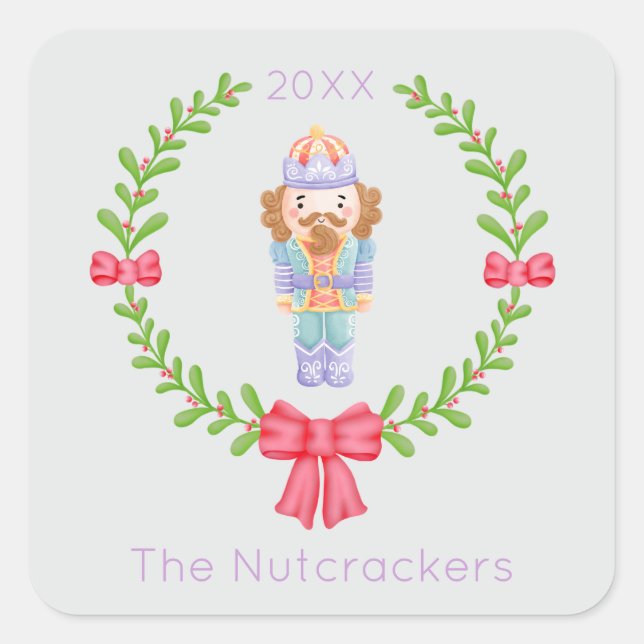 Nutcracker Christmas Square Sticker (Front)